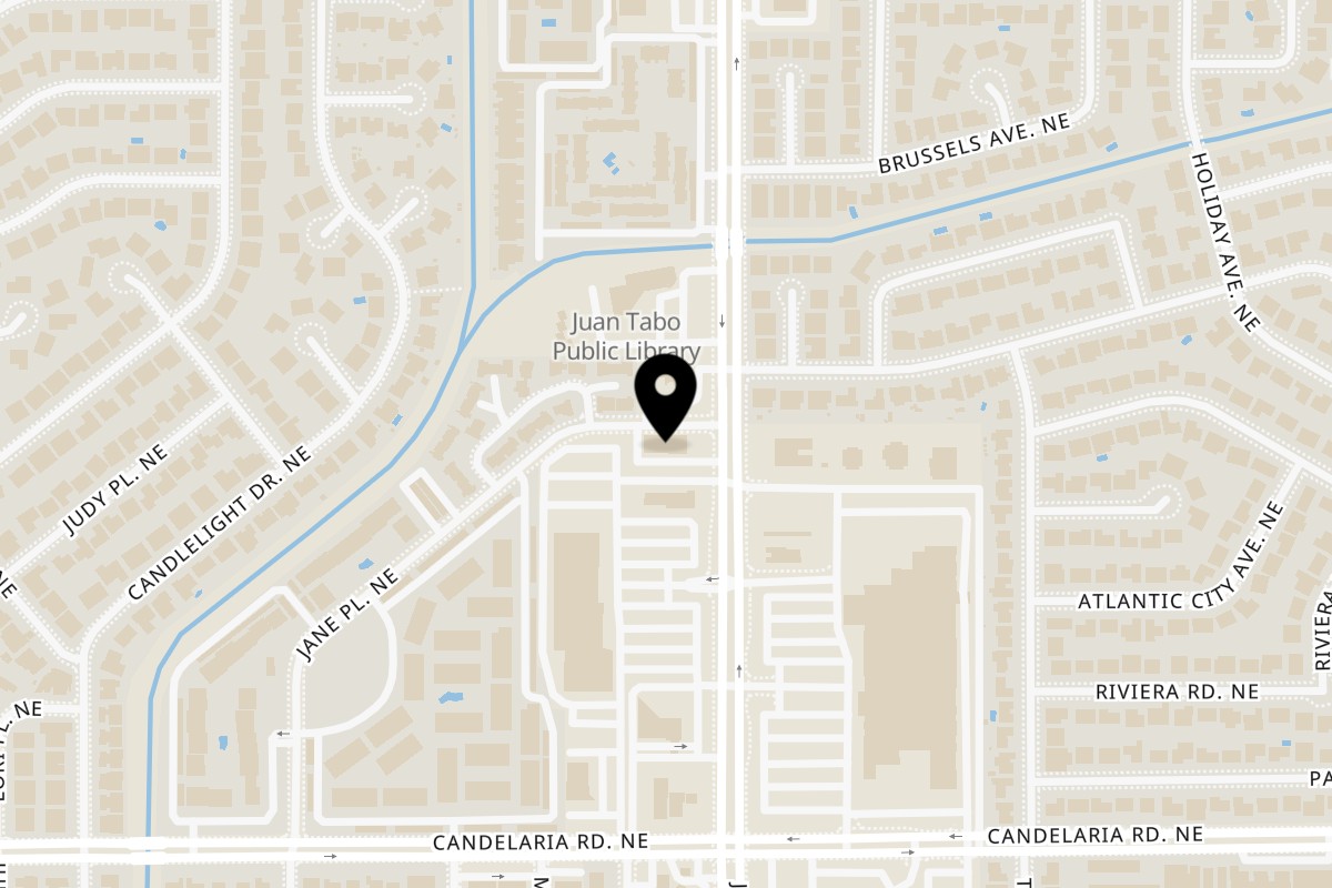 Map showing the location of Royal Hyderabad East on 3305 Juan Tabo Blvd NE in Albuquerque