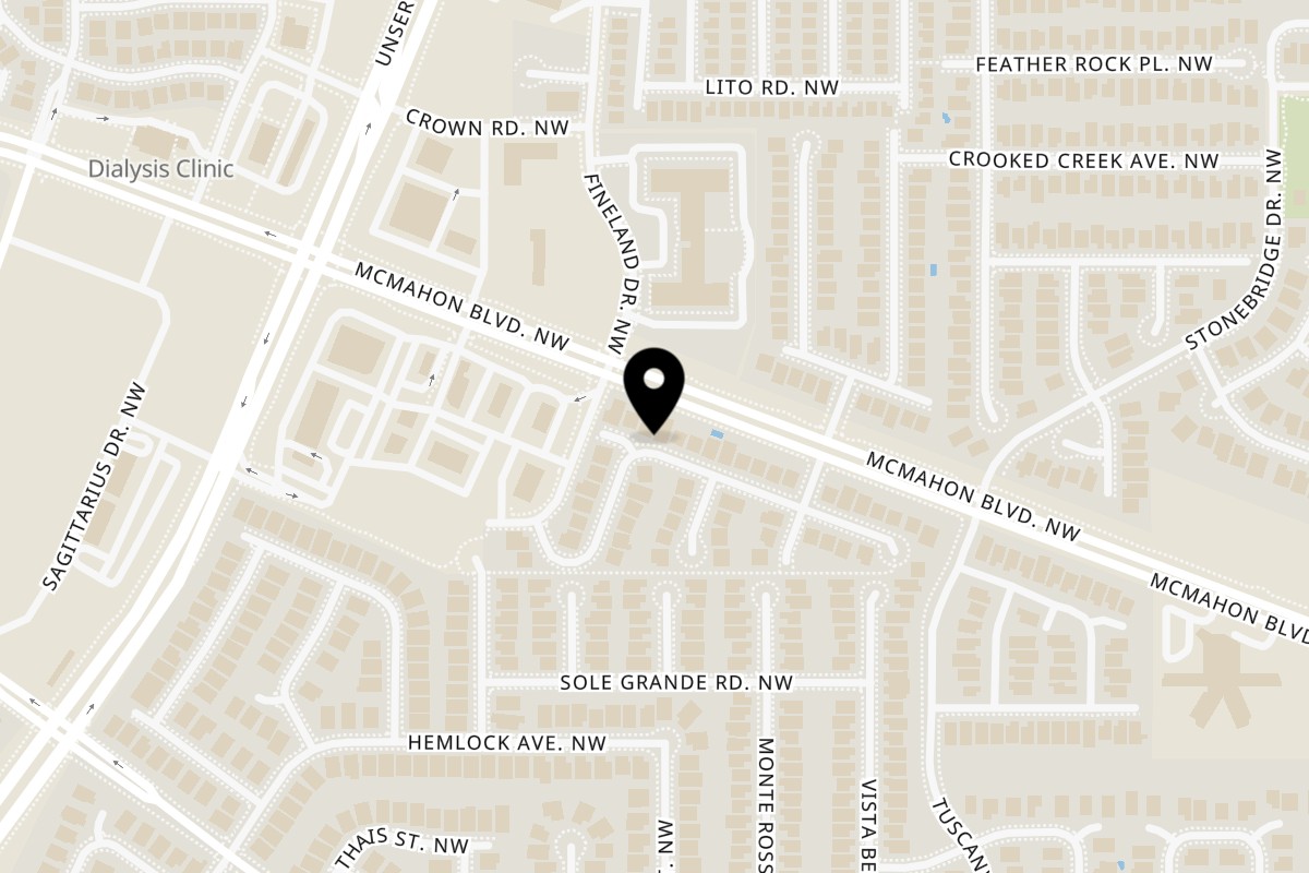 Map showing the location of Royal Hyderabad West on 5760 McMahon Blvd NW B in Albuquerque